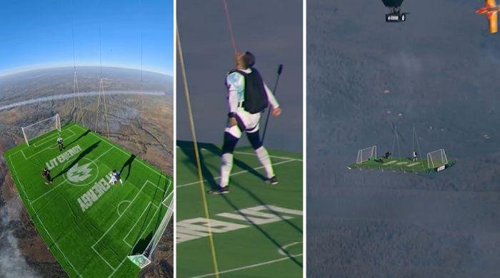 Russian Fitness Influencer Sergey Boytcov Sets New Record Playing Football 1,800m Above Ground