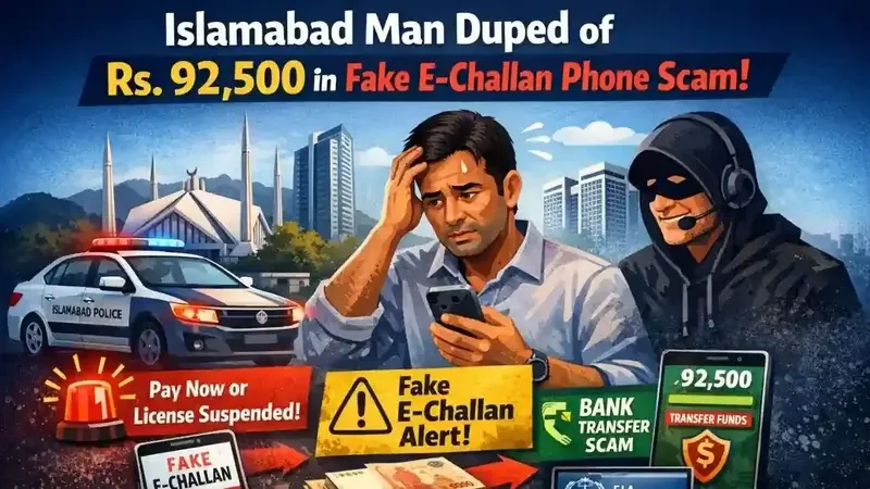 Islamabad Citizen Loses Rs. 92,500 in Online Fraud Linked to Fake PSCA E-Challan