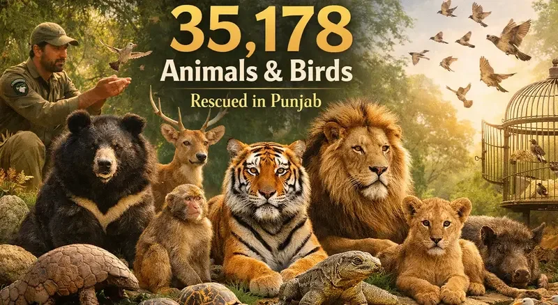 Punjab Wildlife Rangers Rescue Over 35,000 Animals, Birds in Major Crackdown on Illegal Wildlife Trade