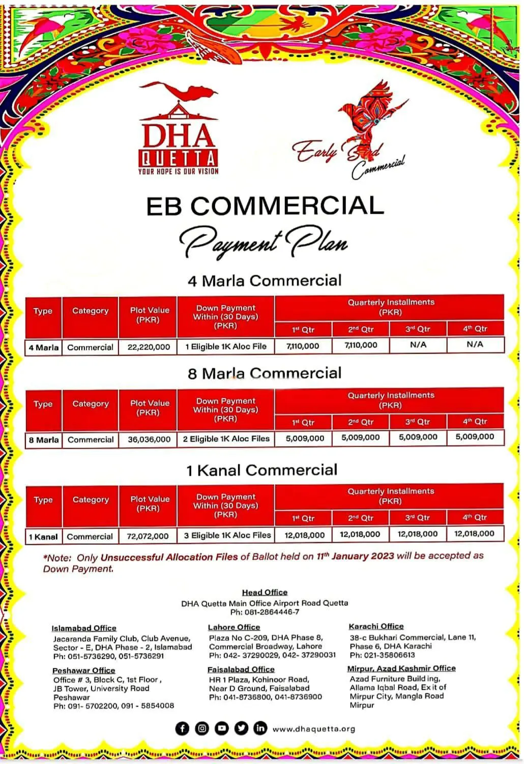 DHA Quetta Launches Online Form Submission for Commercial Plots 